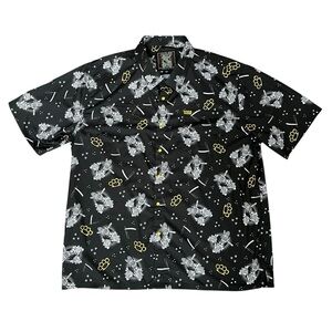 HALES Men’s 2X Short Sleeve Button Up Shirt Deserved Chaka Design Black Yellow